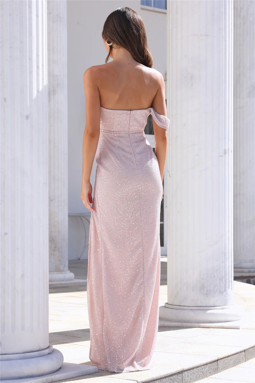 HELLO MOLLY Pass Me The Diamonds Sequin Maxi Dress Pink