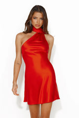 HELLO MOLLY Luxe Arrival Satin Mini Dress Red