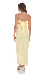 Satin Back Tie Maxi Dress in Yellow