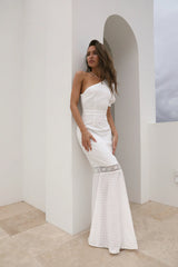 HELLO MOLLY Crystal Heart Maxi Dress White