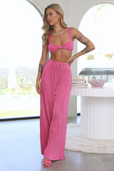 HELLO MOLLY Shiny Oasis Crop Top Fuchsia
