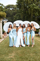 HELLO MOLLY The Madeline Cowl Satin Maxi Dress Blue