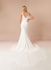 Diamond White Mermaid Sequins Stretch Crepe Dress