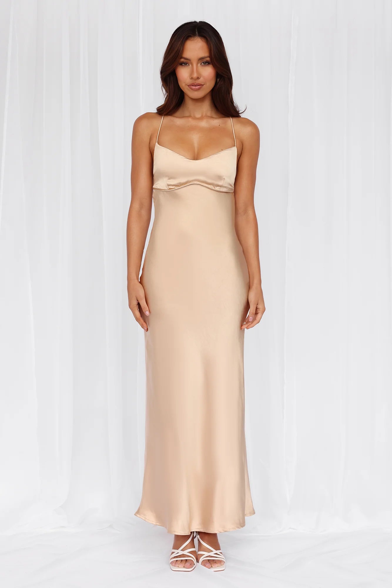 HELLO MOLLY The Samara Satin Maxi Dress Champagne