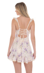 Floral Ruffle Fit and Flare Dress in Cream