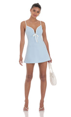 Outline Front Tie Dress in Blue