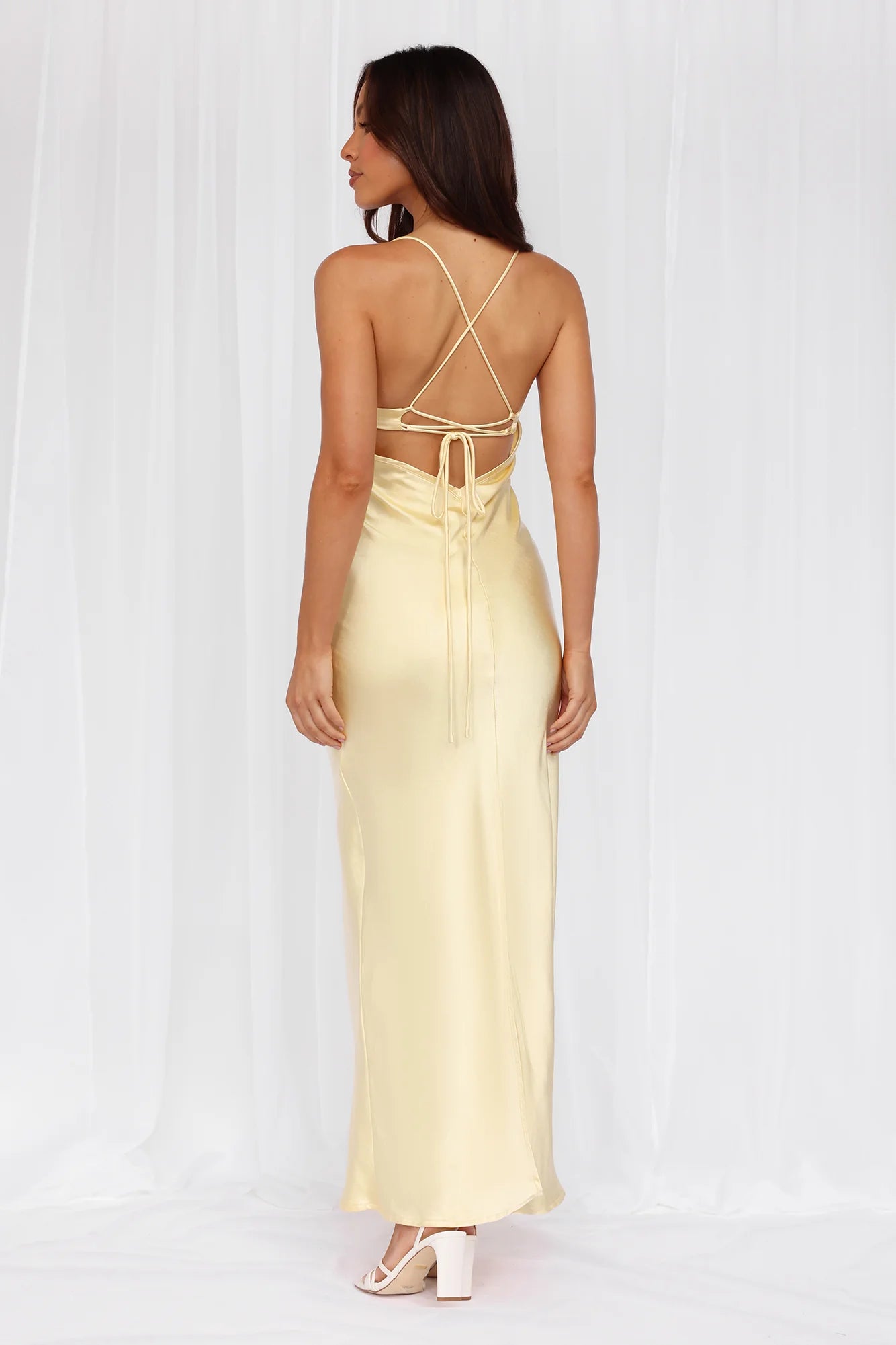 HELLO MOLLY The Samara Satin Maxi Dress Yellow