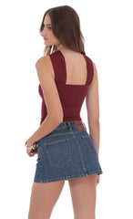 Gold Embellished Top in Burgundy