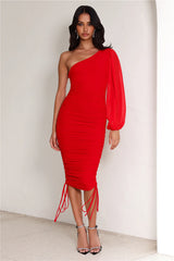 HELLO MOLLY Tango Time Midi Dress Red