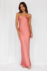 HELLO MOLLY The Felicity Strapless Satin Maxi Dress Rose