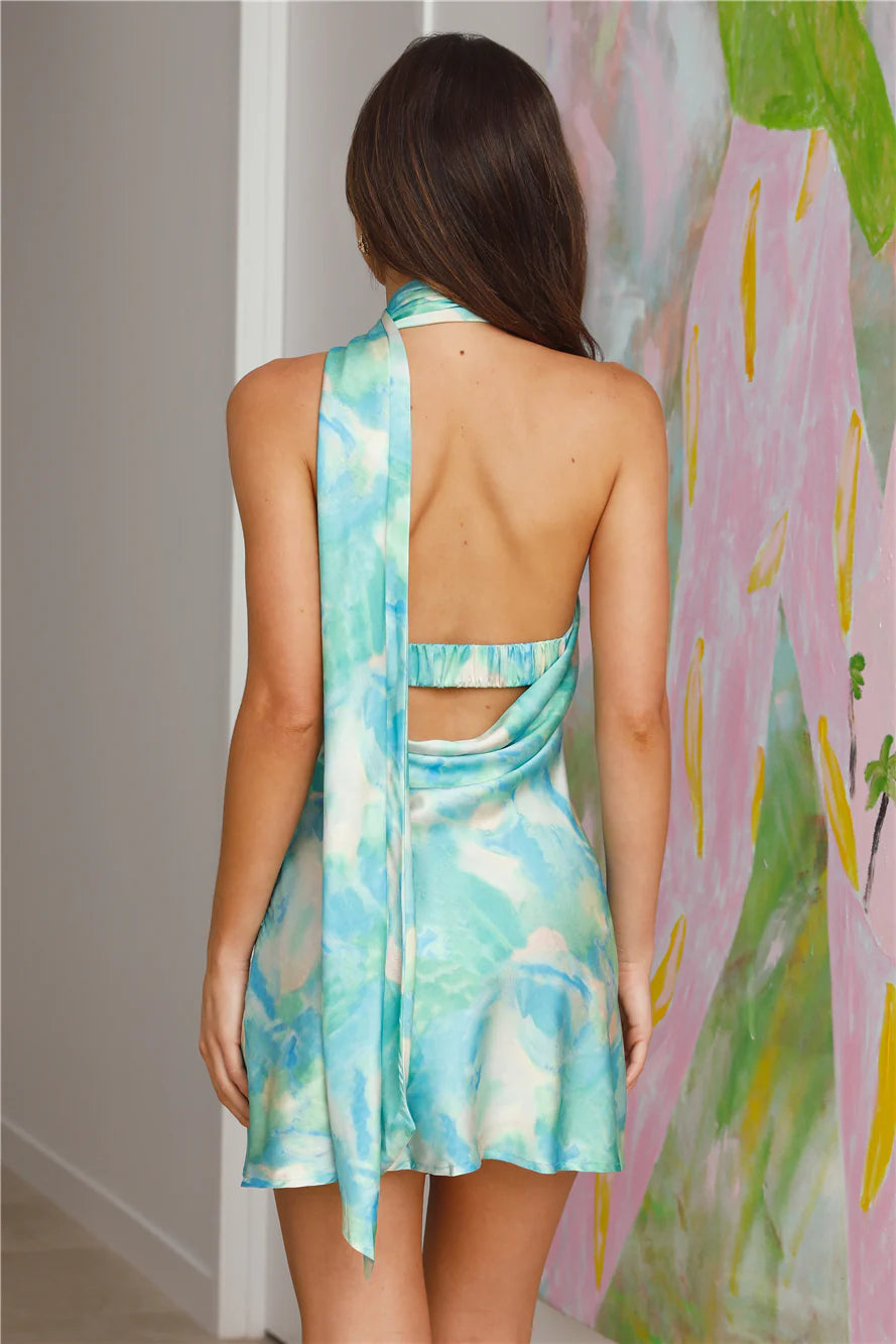 HELLO MOLLY Luxe Arrival Satin Mini Dress Green