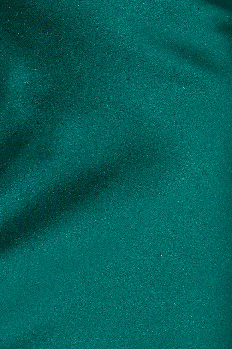 HELLO MOLLY Luxe Arrival Satin Mini Dress Forest Green