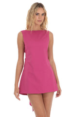 High Neck Back Bow Dress in Magenta