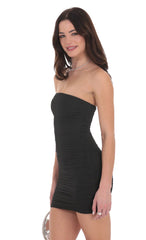 Shimmer Off Shoulder Bodycon Dress in Black