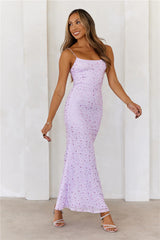 HELLO MOLLY Wishlisted Diamonds Mesh Maxi Dress Purple