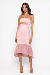 HELLO MOLLY Lovely Heart Midi Dress Pink