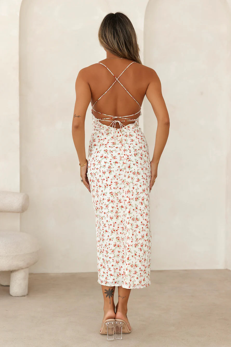HELLO MOLLY Dreamy Eiffel Tower Date Midi Dress White