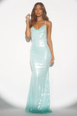 HELLO MOLLY Moment For Opulence Sequin Maxi Dress Blue