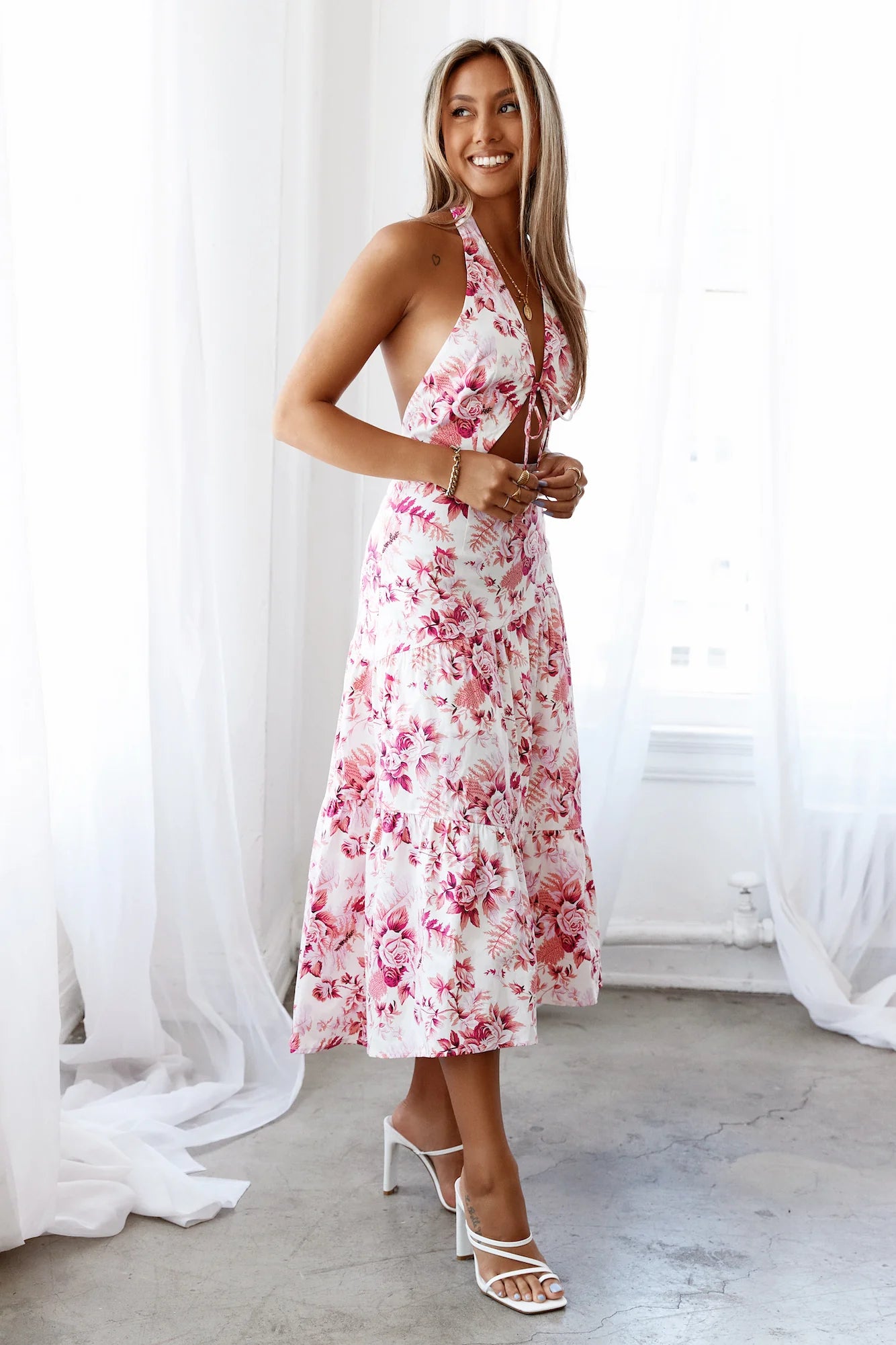 HELLO MOLLY Happy Times Maxi Dress Pink