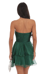 Petal Ruffle Strapless Dress in Green