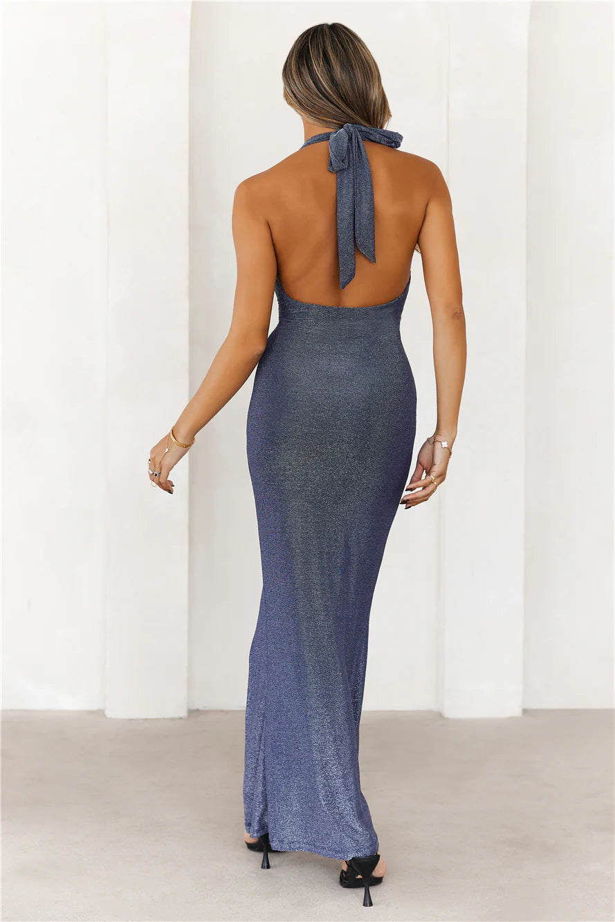 HELLO MOLLY Style Speaks First Halter Maxi Dress Navy
