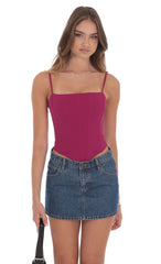Pointed Corset Top in Magenta