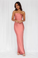 HELLO MOLLY The Felicity Strapless Satin Maxi Dress Rose