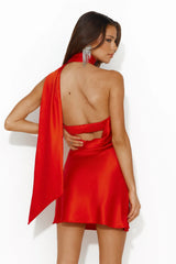 HELLO MOLLY Luxe Arrival Satin Mini Dress Red