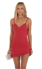 Shimmer Ruffle Dress in Red