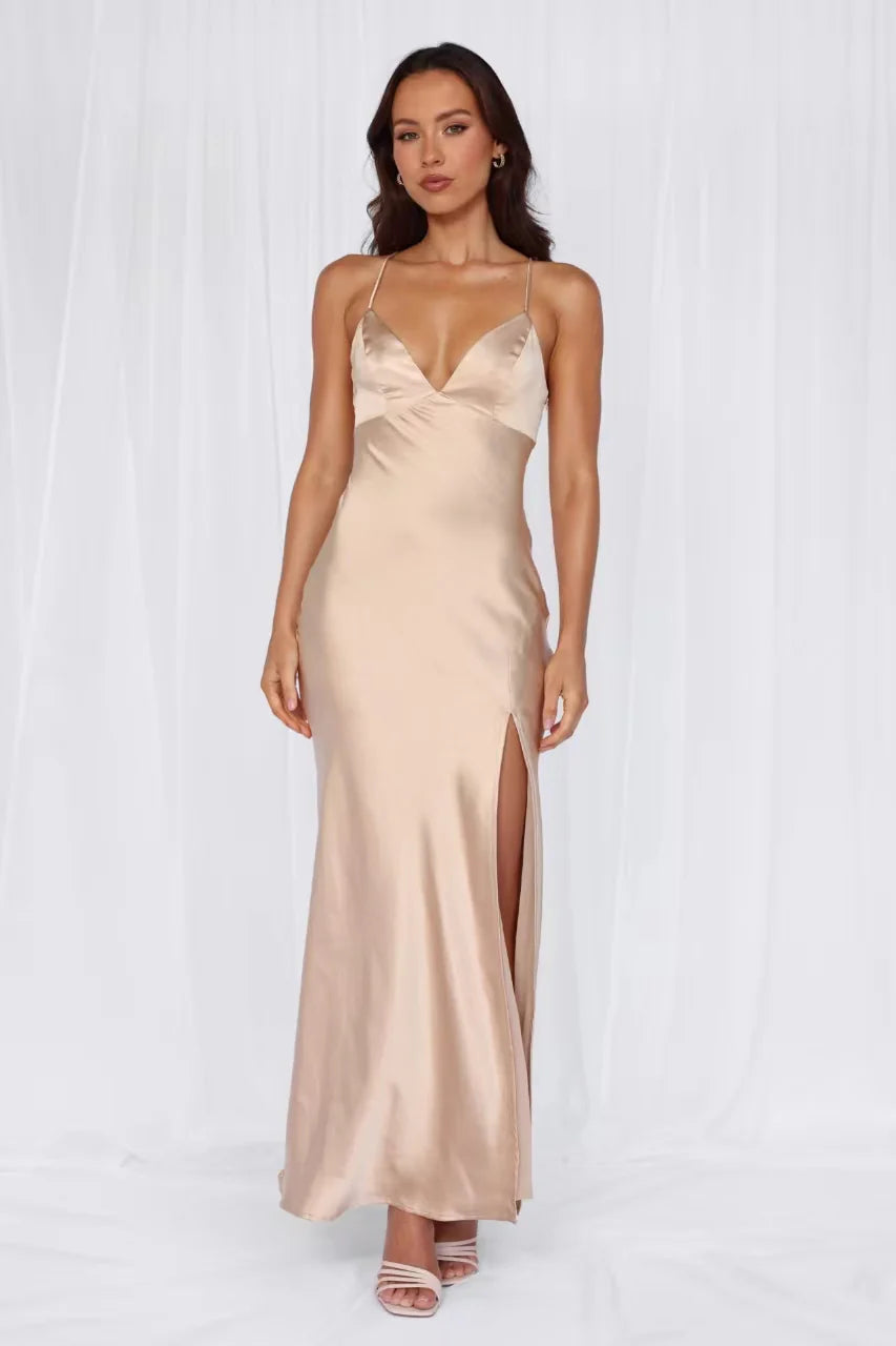 HELLO MOLLY The Sophia Satin Maxi Dress Champagne