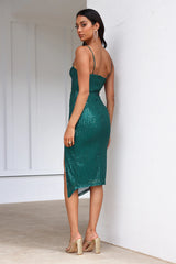 HELLO MOLLY Glowing From Within Sequin Midi Dress Emerald