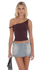 Off Shoulder Twist Top in Wine