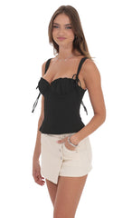 Ruched Flare Top in Black