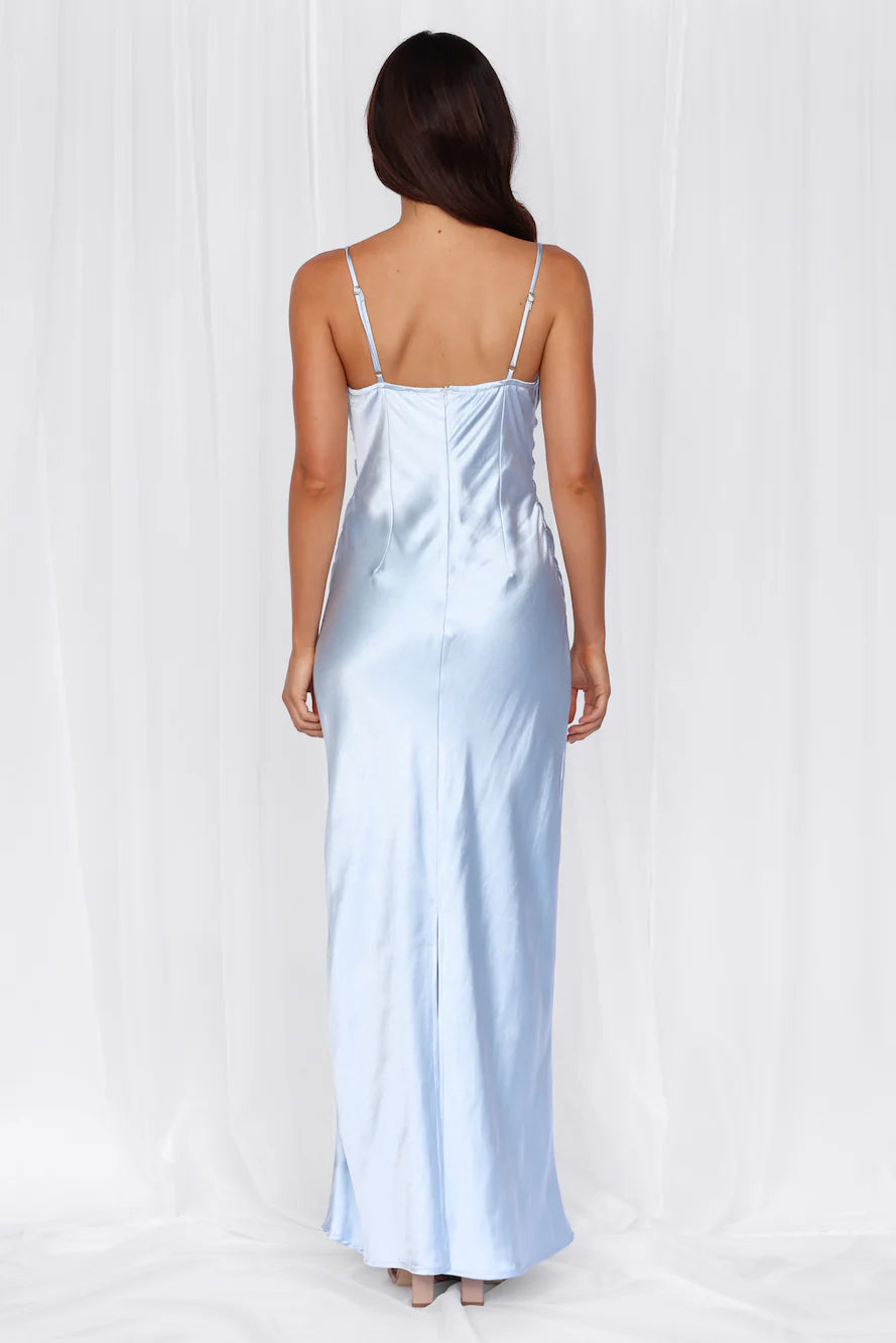 HELLO MOLLY The Madeline Cowl Satin Maxi Dress Blue