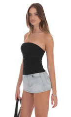 Strapless Buckle Top in Black