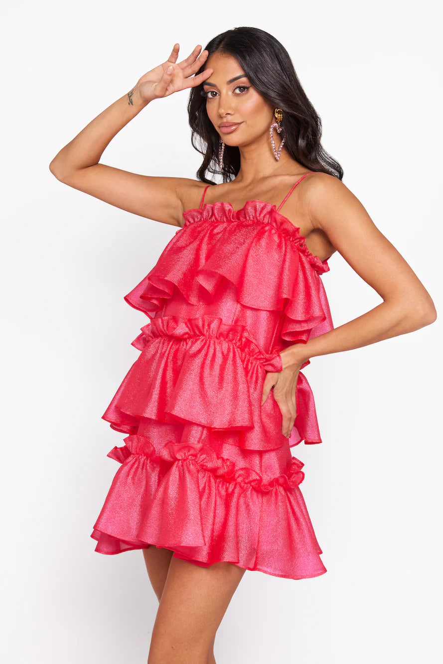 HELLO MOLLY Champagne Towers Mini Dress Hot Pink
