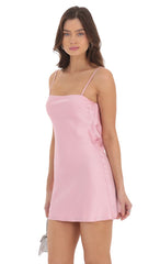 Satin Open Back Dress in Pink