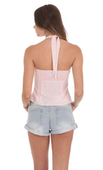 Halter Top In Pink Plaid