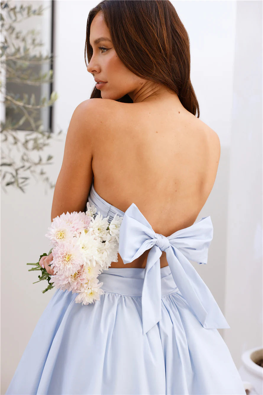 HELLO MOLLY  Upon A Cloud Strapless Mini Dress Light Blue