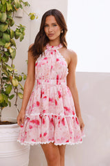 HELLO MOLLY Magic Love Story Halter Mini Dress Pink