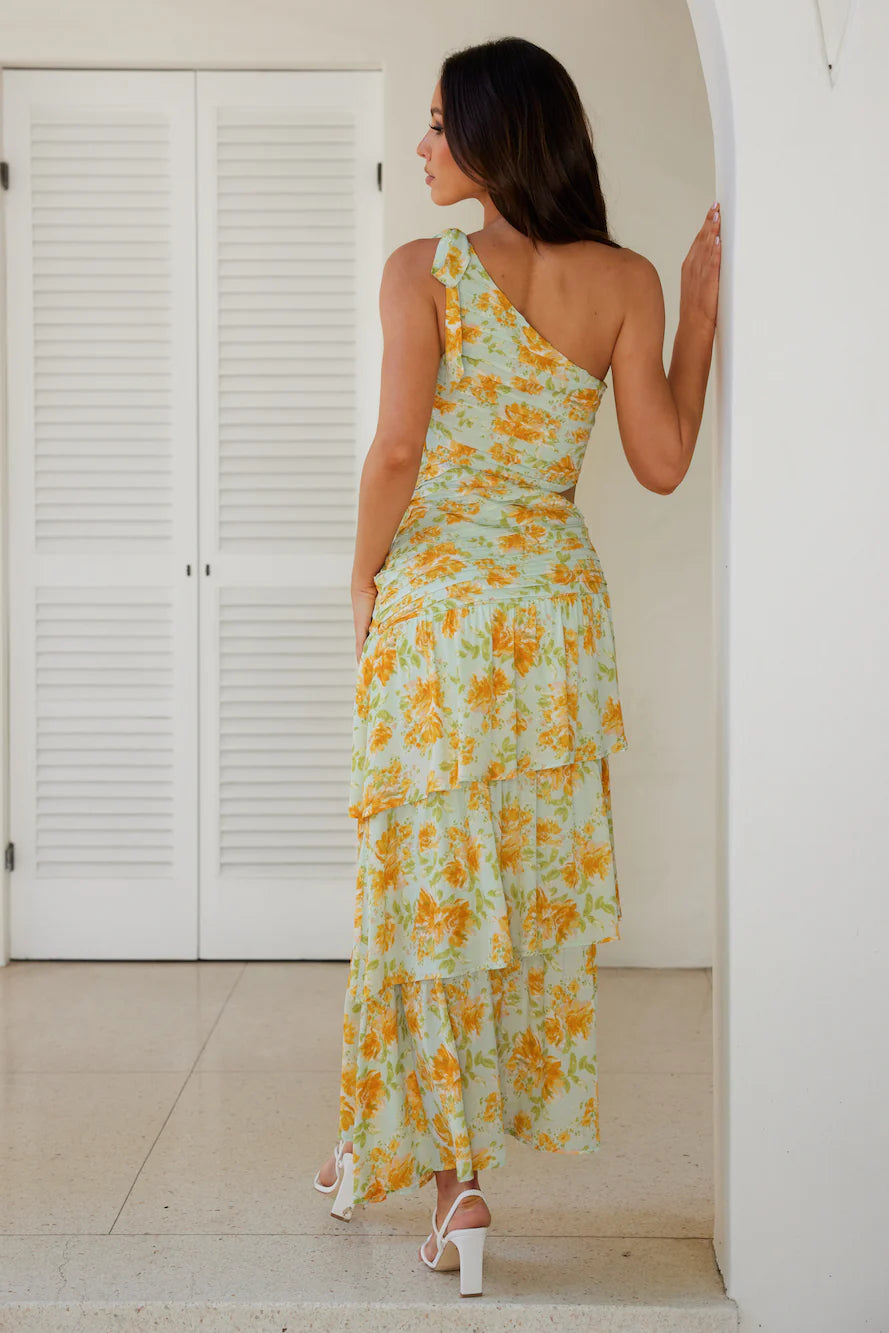 HELLO MOLLY Party On The Coast One Shoulder Maxi Dress Blue