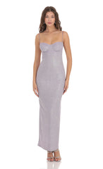 Shimmer Back Slit Bodycon Dress in Lavender
