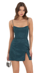 Jacquard Corset Dress in Teal